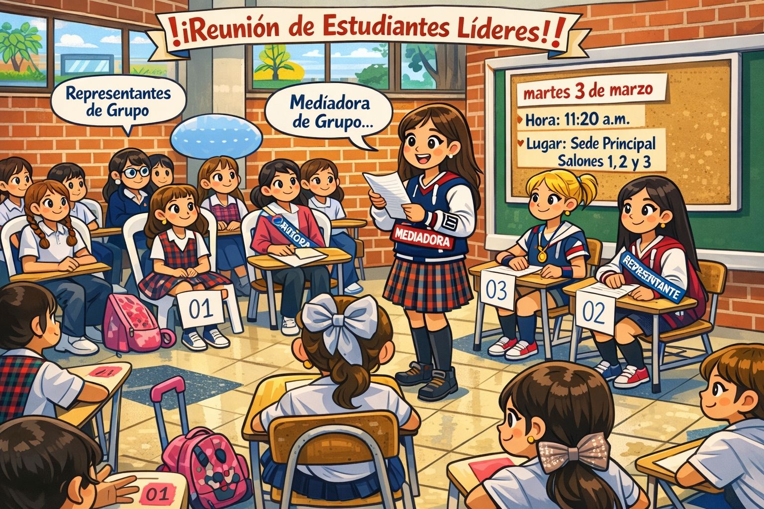 Elección lideres Estudiantiles 2026
REPRESENTANTE DE LAS ESTUDIANTES 
LIDER MEDIADORA 
LIDER DEPORTIVA SOYED